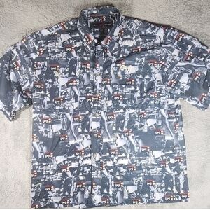 Phat Farm Men’s Shirt Graphic Print Button Up Size XL Hip Hop Vintage